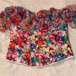 SHEIN Multicolor Floral Off-Shoulder Blouse